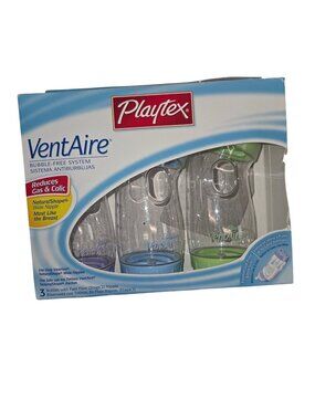 Playtex Ventaire Bubble-Free Baby Bottles 3-Pack Wide Silicone Nipples